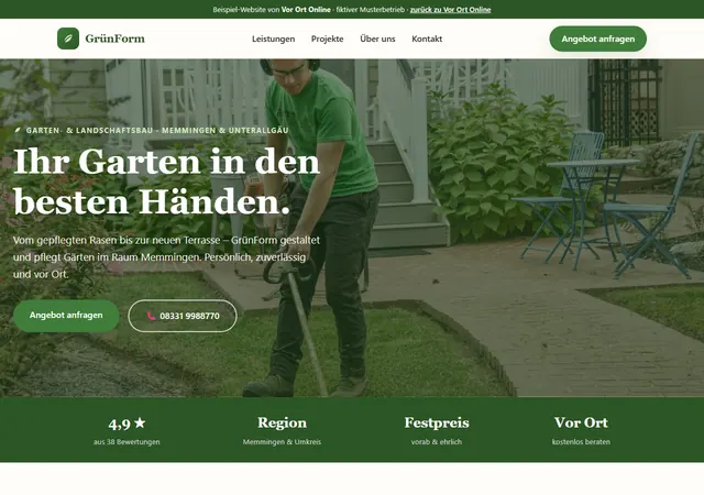 Startseite der Demo GrünForm Garten- und Landschaftsbau
