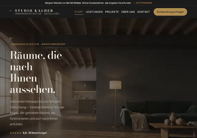 Startseite der Demo STUDIO KALDER Innenarchitektur