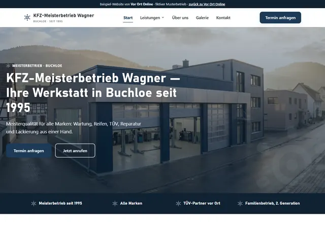 Startseite der Demo KFZ-Meisterbetrieb Wagner